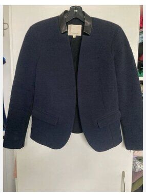 Rebecca Minkoff Women's Navy Black Blazer Jacket Size S Leather Details
